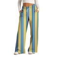 thumbnail image 1 of Yuyuzo Women's Wide Leg High Waisted Drawstring Striped Lounge Pants with Pockets, Dressy Casual, 1 of 4