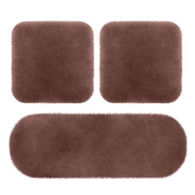 Dsseng 3 Sets Car Front Rear Seat Plush Cushion Soft Warm Faux Winter Auto Seat Cover Plush Vehicle Seat Protector Pad With Non-Slip Backing Car Accessories
