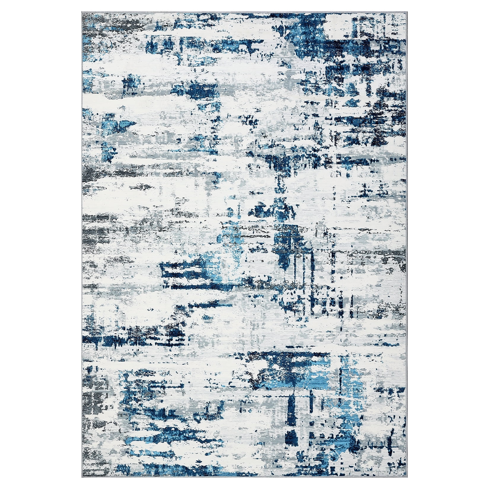 HOMERRY Area Rug 5' x 7' Modern Abstract Rug for Living Room Washable Soft Indoor Floor Carpet, Blue