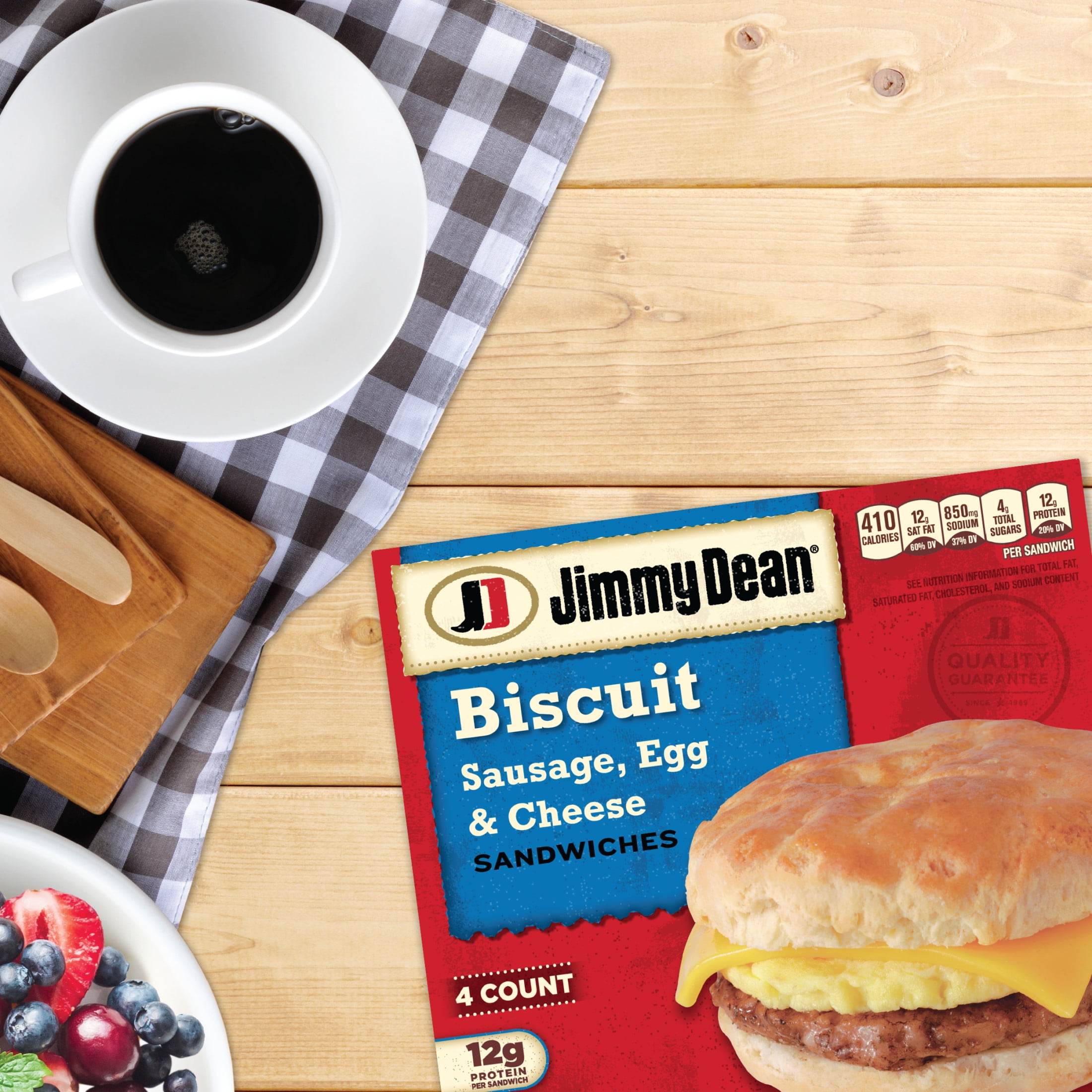 Jimmy Dean Frozen Breakfast Sandwich, Egg & Cheese Biscuit, 18 oz, 4 Count