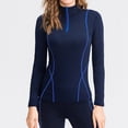 thumbnail image 2 of Yindaity Women's Athletic Half Zip Pullover Sweatshirt Workout Top Crop Quarter Zip Pullover Yoga Running Jackets Navy,2XL, 2 of 5