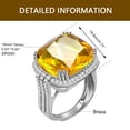 thumbnail image 2 of Uloveido Adjustable Size Yellow Square Orange Stone Crystal Cocktail Ring for Women RA219, 2 of 8