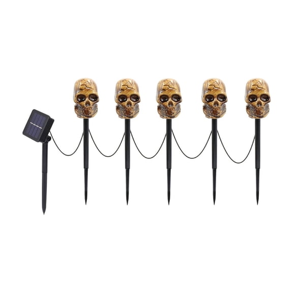 Halloween Solar Skull Garden Stake Light, Waterproof LED Skull Yard Light, Outdoor Ground Stake Lamp for Lawn, Garden, Cemetery, Pathway & Halloween Party Decor