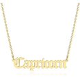 thumbnail image 2 of Stainless Steel Gold Plated 12 Zodiac, Horoscope, Old English, Nameplate Pendant Mens Womens Necklace, Giorgio Bergamo Stainless Steel Gold, Capricorn, 2 of 7