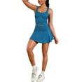 thumbnail image 1 of ATHLECHIC Conjunto de Dos Piezas Sin Mangas Falda de Tenis con Fruncido y Top Corto y Falda Plisada XL Azul Pavo Real, 1 of 1