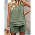 thumbnail image 5 of Women'S 2 Piece Vacation Outfits Sleeveless Tank Top and Matching Shorts Sets Green M, 5 of 8