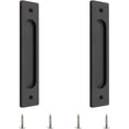 thumbnail image 1 of Paquete de 2 manijas para puertas corredizas rectangulares, manijas empotradas de aleación de aluminio para puertas corredizas con tornillos de montaje para puertas corredizas, color negro mate, 1 of 5