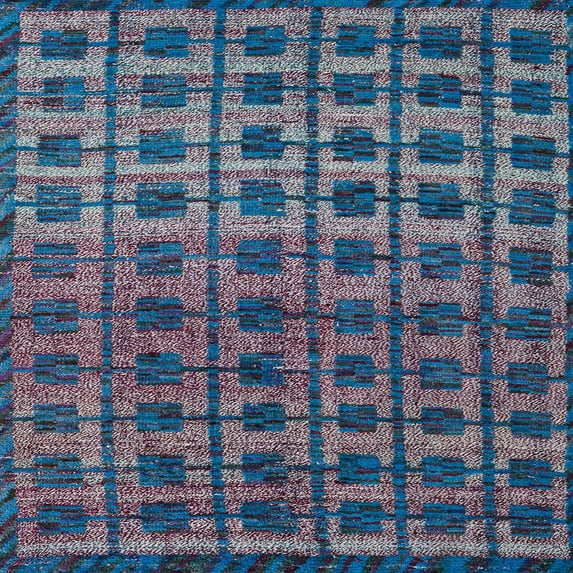 Ahgly Company Indoor Square Abstract Light Purple Blue Oriental Area Rugs, 3' Square