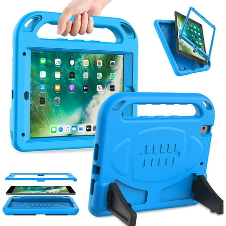 AVAWO Kids Case for iPad 9.7 2018/2017 & iPad Air 2 - [Built-in Screen Protector][Light Weight Handle] Shockproof Stand Case for iPad 9.7 inch 2018(6th Generation) / 2017(5th Gen) - Blue