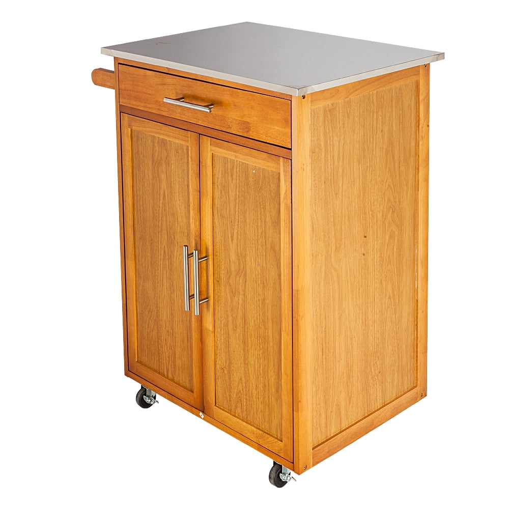 Moveable Kitchen Storage Cart, Kitchen Storage Cart on Wheels, Sapele  PKWQ9 FCH Moveable Kitchen Cart with Stainless Steel Table Top & One  Drawer &