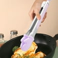 thumbnail image 3 of qiangxu,Silicone Tongs Heat Resistant Kitchen Tongs Silicone Tips for Salad Serving Food Tongs Bread Tongs Fruit Tongs Set Great for Cooking and Grilling 1PC Purple 10.01*1inch, 3 of 5