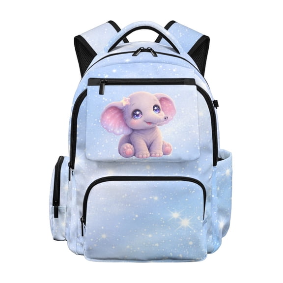 Chririnla Cute Baby Elephant Pattern Bookbag with Breathable, Water Resistant Padded Shoulder 17 Inch Kids Backpack for Middle School Daily Use