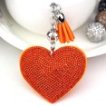 thumbnail image 1 of Pequeño llavero de cuero con diamantes de imitación y corazón de melocotón fragante Llavero con borla Colgante de franela Llavero de diamantes, 1 of 5