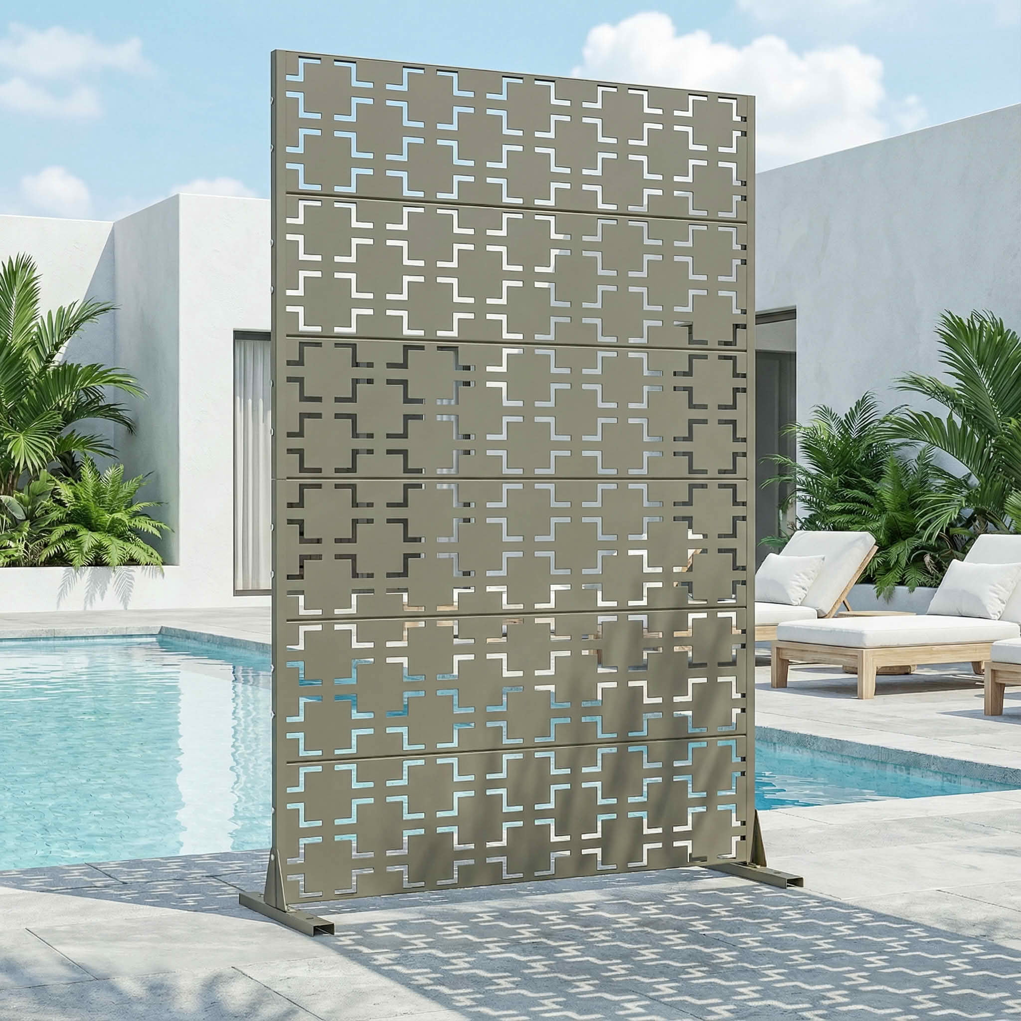 MAYEERTY 72x47 Gray Outdoor Natural Privacy Panel Screen, 6 Piece Set Natural Folding Divider for Backyard and Garden