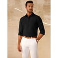 thumbnail image 7 of sogami Mens Cotton Oxford Shirt Long Sleeve Button Up Shirt Black Casual Shirt For Work, 7 of 7
