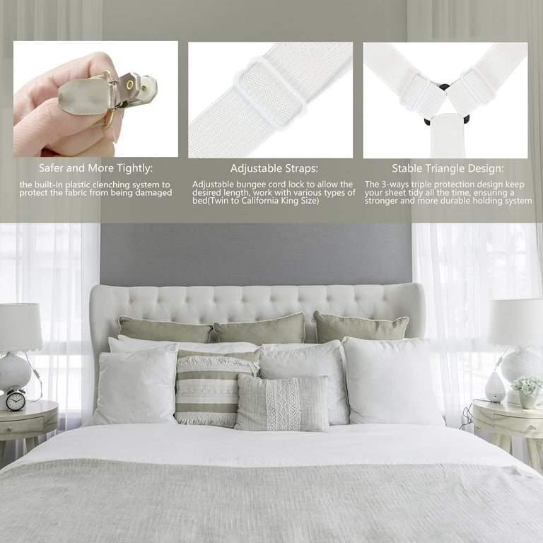 Sheet Fasteners Adjustable Elastic Bed Sheet Holder Straps for
