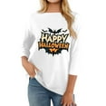 thumbnail image 5 of WTOBBY Women's Round Neck 3/4 Sleeve Halloween Print Casual T-Shirt Top Fashion Tee for Fall Seasonal Wear Holiday Party and Daily Outfits,Ginger 4XL, 5 of 6