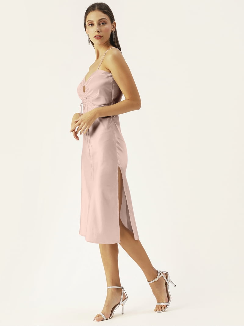 sweetheart side slit slip dress STELLA SWEETHEART DRESS-WHITE PINK Lucca Couture