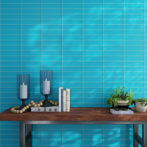 20 pack Sapphire Blue 3-in. x 12-in. Matte Finished Glass Subway Wall Tile (5 Sq ft/case)