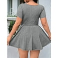 thumbnail image 4 of Women'S Mini Dress Square Neck Short Sleeve Ruffle Hem Dresses with Built in Shorts Grey S, 4 of 9