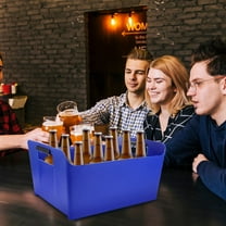 Soimiss Portable Blue Plastic Ice Bucket Cooler for Parties Bars and Outdoor Events