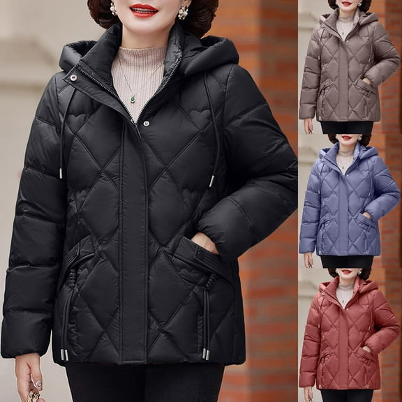 Olyvenn Women's Baggy Puffer Jacket with Hood, Long Sleeve Warm Quilted Padded Down Coats Thick Insulated Winter Outerwear Black XXXL