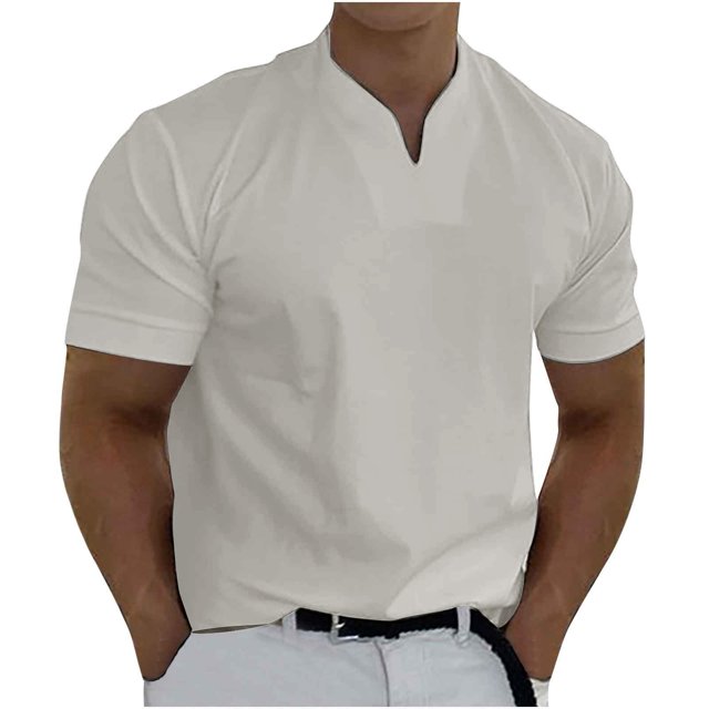 Camisas Para Hombre, Camisetas de Entrenamiento, Informales, Deportivas Sólidas, de Manga Corta, Con Cuello en V, Ropa de Entrenamiento Físico Odeerbi ODB157192