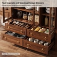 thumbnail image 4 of DTTRA 72.8" Tall Arched Kitchen Pantry Cabinet with 3 Glass Doors and 4 Drawers, Walnut, 4 of 8