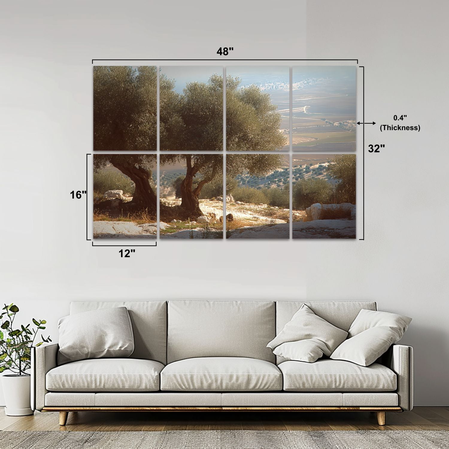 8 Pack Art Acoustic Panels Sound Absorbing landscape olive trees palestine olives Decorative Soundproof Wall Panels Self Adhesive for Nursery Game Room Bedroom 48"x32"