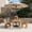 Teak Color, variant on kaleemen 68.9" HDPE Outdoor Dining Table with Umbrella Hole , Never Sagging One-Piece Tabletop with Metal Support Bars for Poolside, Backyard, and Garden - Blue