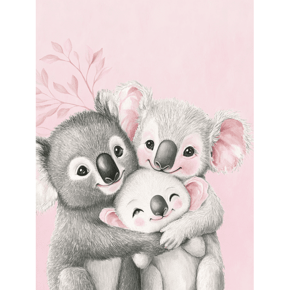 Adorable Koala Family Hug Canvas Print/Wall Art，Suitable for Living Room，Bedroom，Nursery，Kids Room，and Office Decoration.