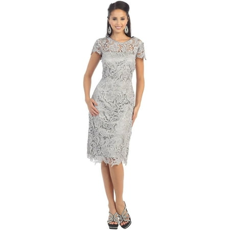 SHORT SLEEVE MOTHER OF THE BRIDE LACE DRESS (Best Dresses For Petite Brides)