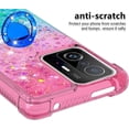 thumbnail image 4 of Case for Xiaomi 11T with Magnetic Ring Kickstand, Gradient Quicksand Glitter Flowing Liquid Floating Women Girls Cute Phone Case Clear TPU Cover for Xiaomi 11T Pro JB Powder Blue, 4 of 14
