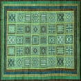 thumbnail image 1 of Ahgly Company Machine Washable Indoor Square Abstract Turquoise Blue Modern Area Rugs, 8' Square, 1 of 4
