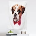 thumbnail image 1 of English Bulldog Tapestry, Watercolor Dog Portrait with a Bow Tie Design Brush Stroke Effect, Fabric Wall Hanging Decor for Bedroom Living Room Dorm, 5 Sizes, Brown Ruby Black, by Ambesonne, 1 of 1