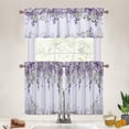 thumbnail image 4 of Watercolor Lilac Flower Kitchen Valances Set Tier Curtains,Rustic Farmhouse Spring Garden Floral Lilac 3 Piece Set Rod Pocket Window Drapes for Bedroom,1 Valance(54"x18")+2 Tiers(27.5W x24L), 4 of 5
