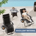 thumbnail image 2 of Set de 2 sillas reclinables Zero Gravedad para exterior – Plegables, con almohada y bandeja para bebidas – Para patio, jardín, playa o camping – Color Black Tes (una caja, dos piezas), 2 of 8
