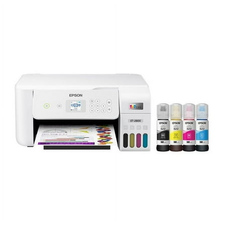 Epson EcoTank ET-2800 Wireless Color All-in-One Cartridge-Free Supertank Printer with Scan and Copy ? The Ideal Basic Home Printer - White