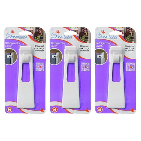Dreambaby Refrigerator Appliance Latch Lock Fridge Freezer Safety Plastic White, 3-Pack
