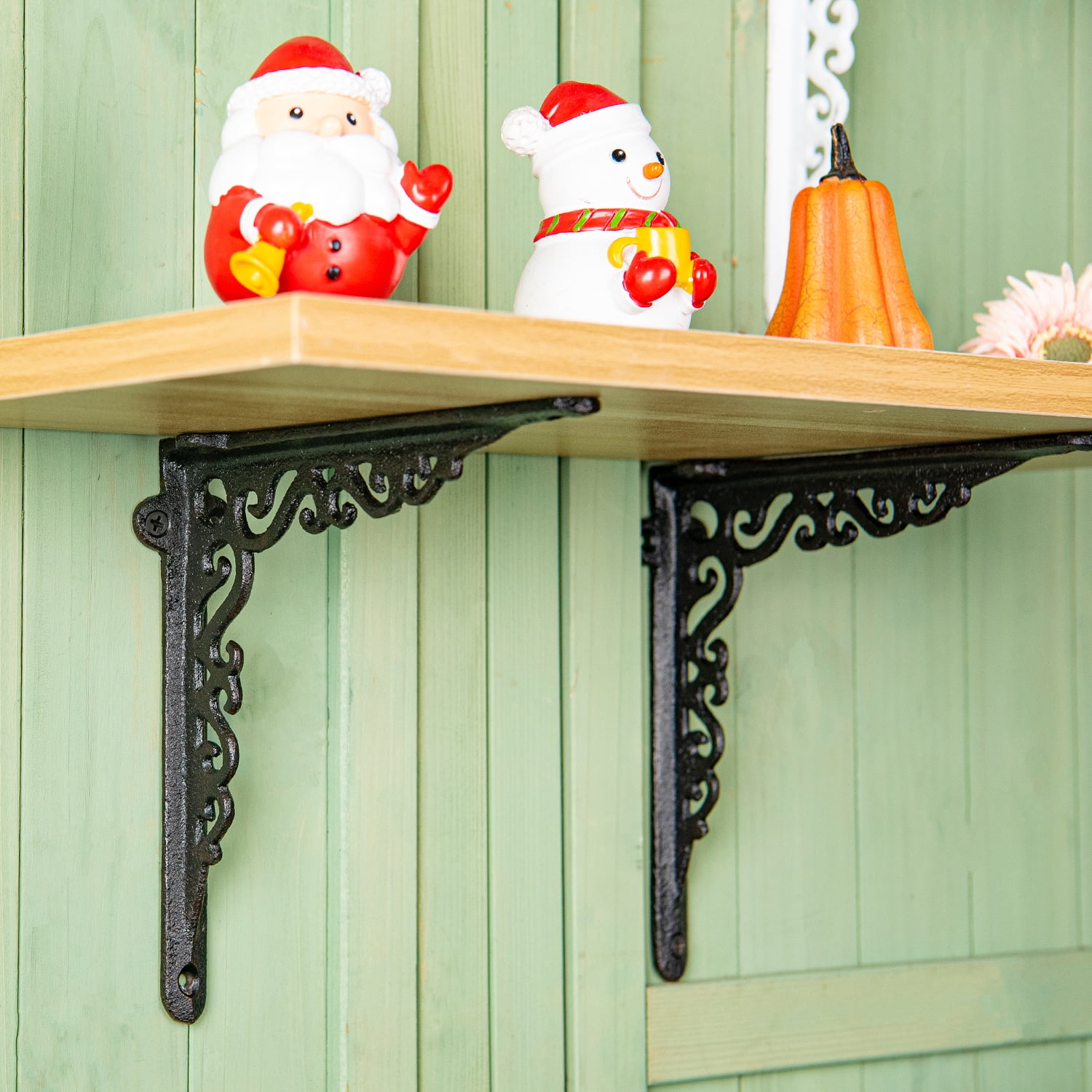 Sungmor 7.3" Cast Iron Shelf Brackets, Wall Hanging Support, Black, 2-Piece