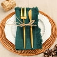 thumbnail image 2 of Ksopiavobs Handmade Cloth Napkins, Linen Cloth Napkins with Fringe, 18 x 18 Inches Set of 4 Versatile Handmade Square Rustic Fringe Napkins for Dinner, Wedding and Parties, Dark Green, 2 of 6