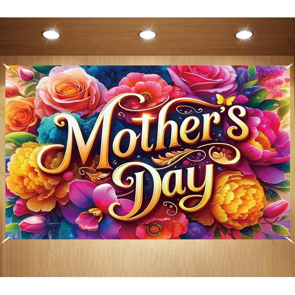 Mother's Day Photo Backdrop Happy Mother's Day Banner Great Mother I Love You Mom Decorations and Supplies for Home (43 X 71 Inch)