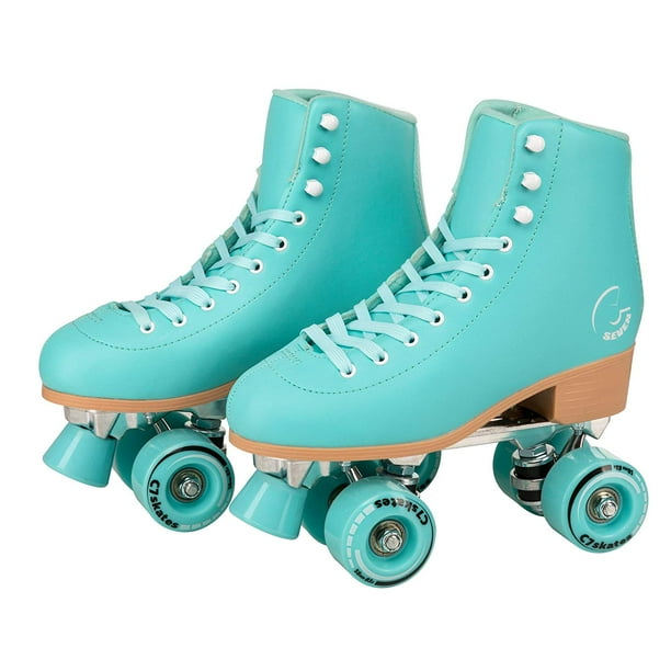 C SEVEN Cute Roller Skates for Girls and Adults (Aqua, Women's 5