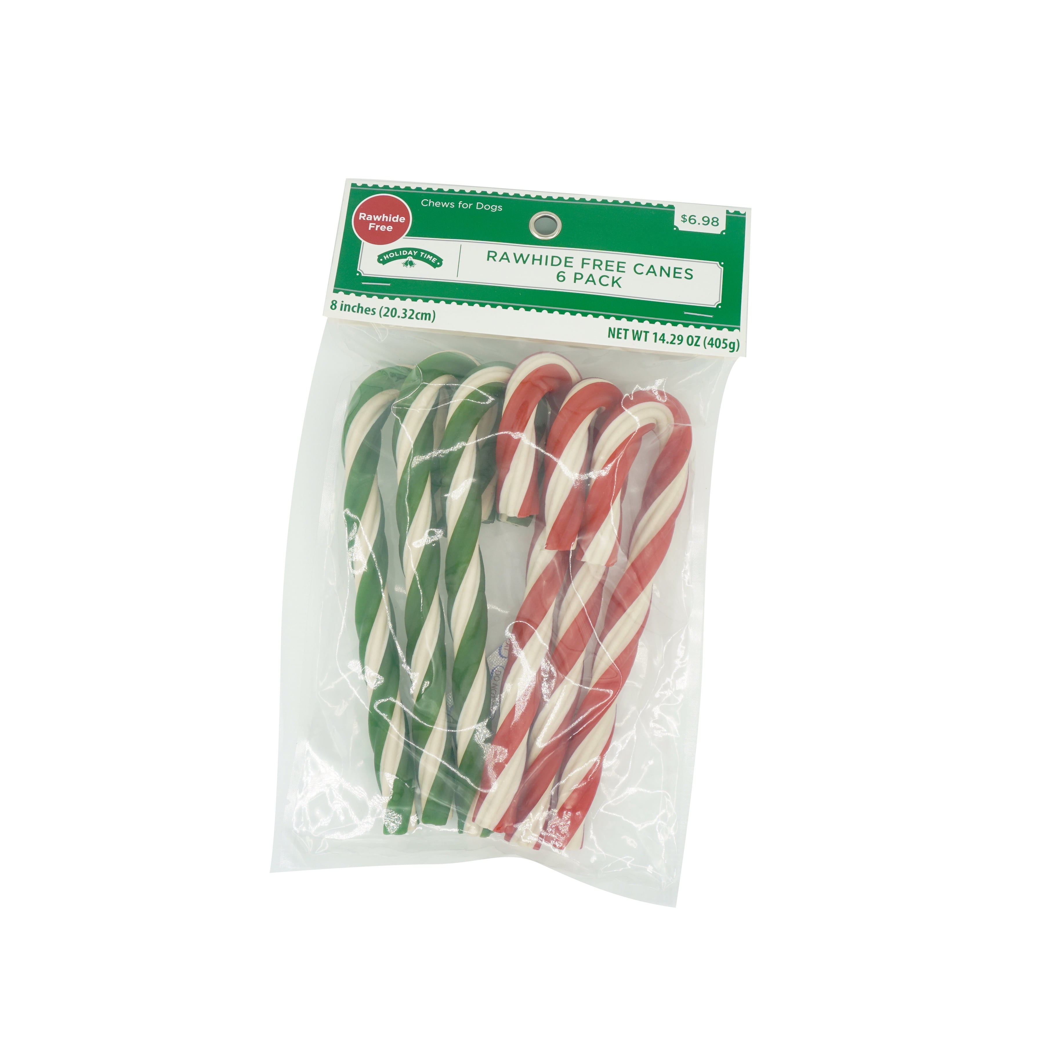Holiday Time 8' Rawhide Free Canes, 14.29 oz, 6 Count