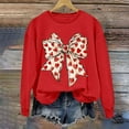 thumbnail image 6 of Heart-Bow Sweatshirt for Women Valentine's Lover Tops Crew Neck Long Sleeve Pullover Top Fleece Warm Hoodies Ribbed Lightweight Sweatshirts Funny Couple Outfits Holiday Clothes Red XS, 6 of 8