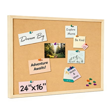 GARITIN Bulletin Board, 24''x16'' Cork Board for Wall, Hanging Pin Board for Home & Office Decor