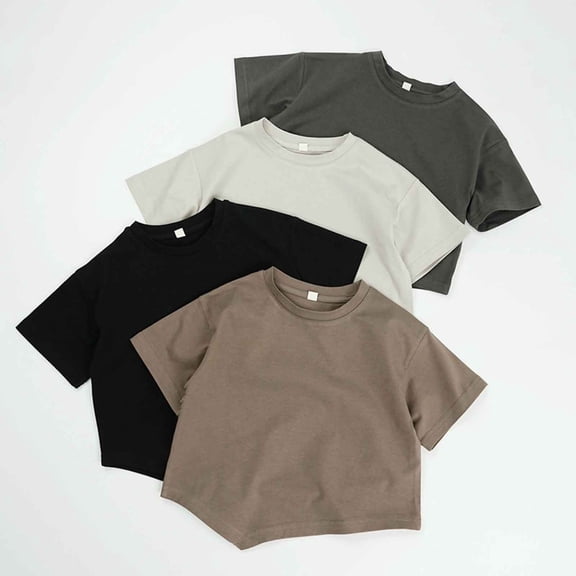 Girls Tshirts Toddler Boys Short Sleeve Solid Batwing Loose T Shirt Casual Top Girls' Tops Light Gray 2-3 Years