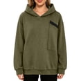 thumbnail image 3 of Tqcoqu Women's Hooded Sweatshirt with Zip Chest Pocket,Drop Shoulder Long Sleeve Casual Pullover Tops,2026 Fall Winter Trendy Clothes,Army Green Women's S-XXXL, 3 of 7