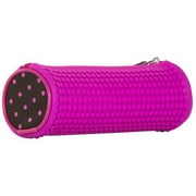 Angle View: Pixiecrew Rounded Pencil Case, Black/Fuchsia
