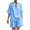 Blue 1, variant on Women's Cotton Linen Tracksuit Full Set V Neck Summer 2 Piece Pullover Tops and High Waisted Shorts Loungewear Co Ord Sets Casual Suit Vacation Travel Outfits Holiday Clothes with Pockets